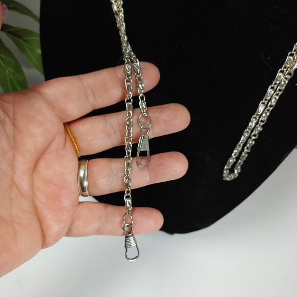 Vintage Pocket Watch Chain Extra Long 48" Silvertone stainless steel - Picture 3 of 4